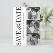Zwart en Wit Elegante Save The Date Kaart (Staand voorkant)