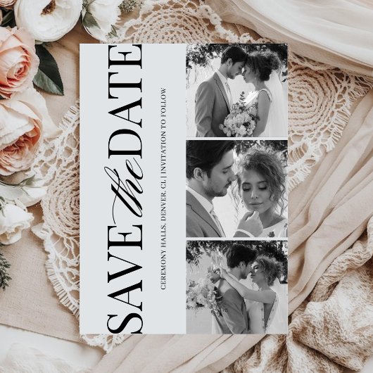 Zwart en Wit Elegante Save The Date Kaart