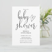 Zwart En Wit Elegante Script  Baby Shower Kaart (Staand voorkant)