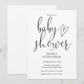 Zwart En Wit Elegante Script  Baby Shower Kaart (Voorkant / Achterkant)