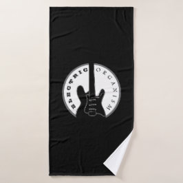 Zwart en Wit Elektrische Gitaar Rockmuziek Modern Badhanddoek