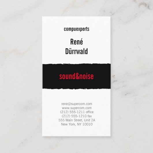 Zwart en wit en rood visitekaartje (Voorkant)