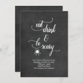 Zwart en wit eten Drink zijn eng Halloween Party Kaart (Voorkant / Achterkant)