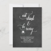 Zwart en wit eten Drink zijn eng Halloween Party Kaart (Voorkant)