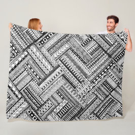 Zwart en wit etnisch mixpatroon fleece deken