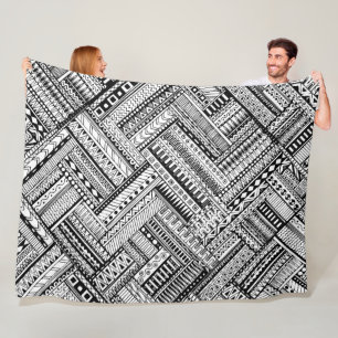 Zwart en wit etnisch mixpatroon fleece deken