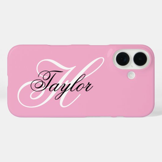 Zwart en wit fancy monogram roze Case-Mate iPhone case (Achterkant (horizontaal))