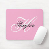Zwart en wit fancy monogram roze muismat (Met muis)