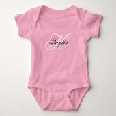 Zwart en wit fancy monogram roze romper (Voorkant)