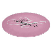 Zwart en wit fancy monogram roze snijplank (Hoek)