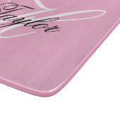 Zwart en wit fancy monogram roze snijplank (Hoek)