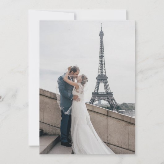 Zwart en wit fancy script foto | We zijn getrouwd Kaart (Achterkant)