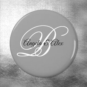 Zwart en wit fancy script monogram grijs magneet