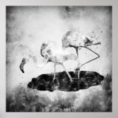 Zwart en Wit Flamingo Aquarel Wand Kunst Decoratie (Voorkant)