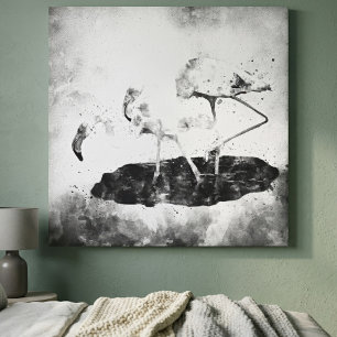 Zwart en Wit Flamingo Aquarel Wand Kunst Decoratie