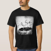 Zwart en Wit Flamingo Aquarel Wand Kunst Decoratie T-shirt (Voorkant)