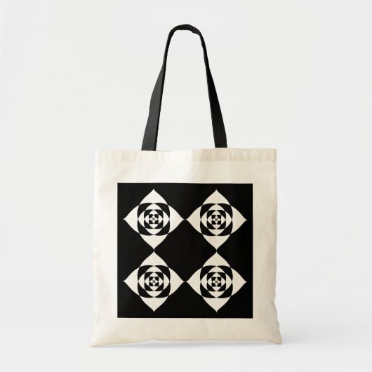 Zwart en wit Floral design. Tote Bag (Voorkant)