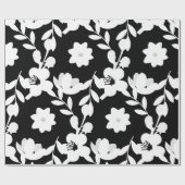 Zwart en wit Floral ontwerp Cadeaupapier (Vlak)