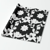 Zwart en wit Floral ontwerp Cadeaupapier (Uitgerold)