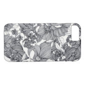 Zwart en wit Floral ontwerp Case-Mate iPhone Case (Achterkant (Horizontaal))