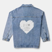 Zwart en wit formeel eenvoudig monogram hart denim jacket (Achterkant)