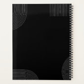 Zwart en wit formeel geometrisch lijnhuwelijk planner (Achterkant)