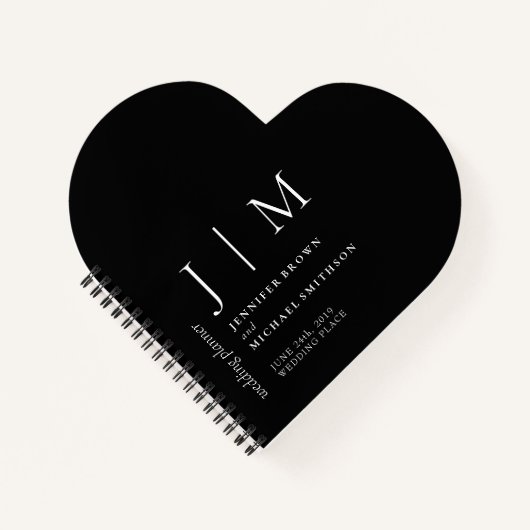 Zwart en Wit Formele Eenvoudige Liefde Bruiloft Notitieboek (Voorkant)