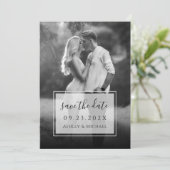 Zwart en wit foto & script transparant huwelijk save the date (Staand voorkant)