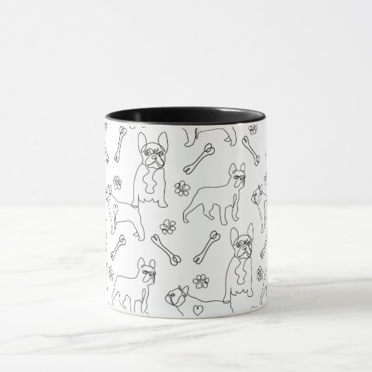 Zwart en wit Frans bulledogs patroon Mok (Midden)