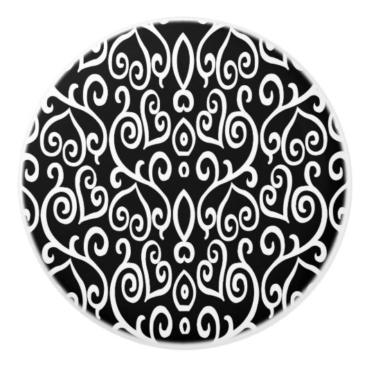 Zwart en wit gebarsten keramische knop (Voorkant)