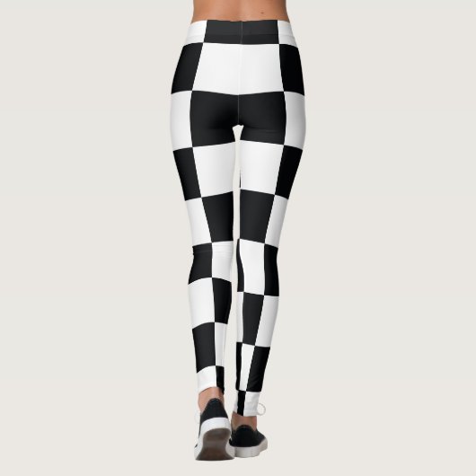 Zwart en wit gebarsten patroon leggings (Achterkant)