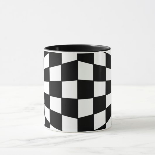Zwart en wit gebarsten patroon mok (Midden)