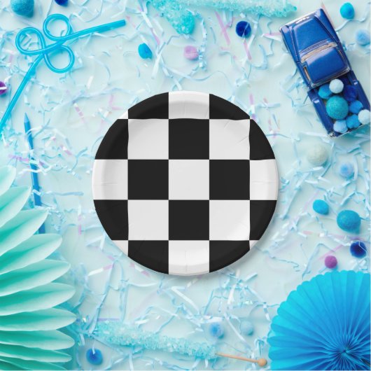 Zwart en wit gebarsten patroon papieren bordje (Feest)