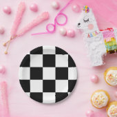 Zwart en wit gebarsten patroon papieren bordje (Feest)