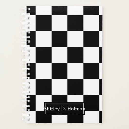 Zwart en wit gebarsten patroon planner (Voorkant)