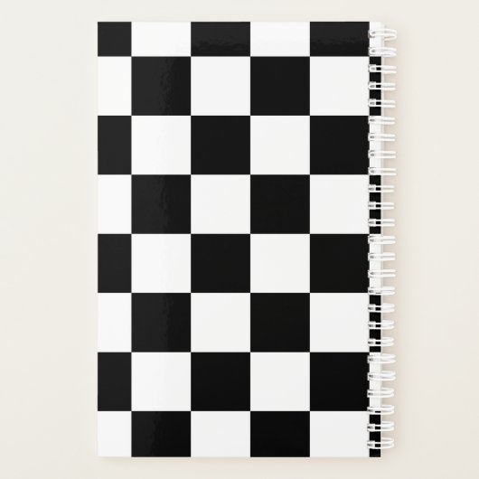 Zwart en wit gebarsten patroon planner (Achterkant)