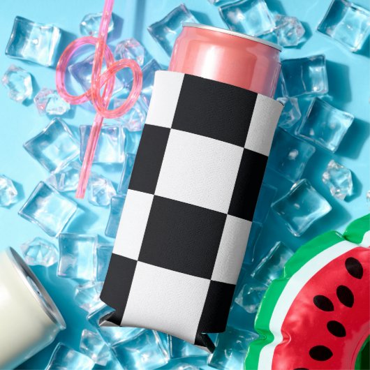 Zwart en wit gebarsten patroon seltzer blikjeskoeler (Insitu Zomer)