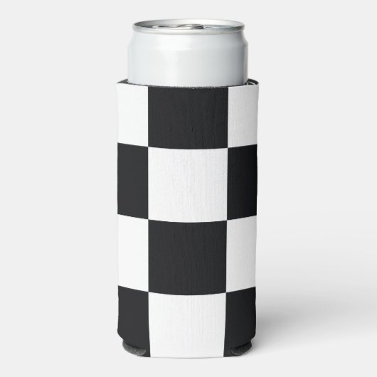 Zwart en wit gebarsten patroon seltzer blikjeskoeler (Seltzer Achterkant)