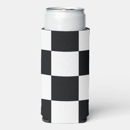 Zwart en wit gebarsten patroon seltzer blikjeskoeler (Seltzer Voorkant)