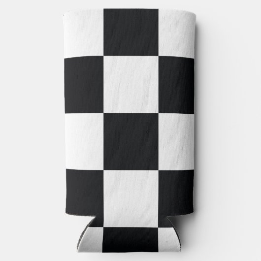 Zwart en wit gebarsten patroon seltzer blikjeskoeler (Achterkant)