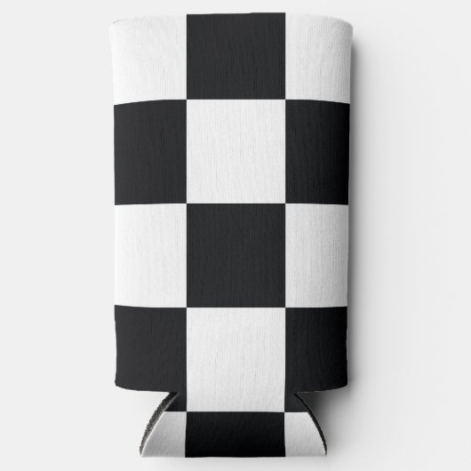 Zwart en wit gebarsten patroon seltzer blikjeskoeler (Voorkant)