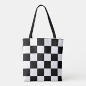 Zwart en wit gebarsten patroon tote bag (Achterkant)
