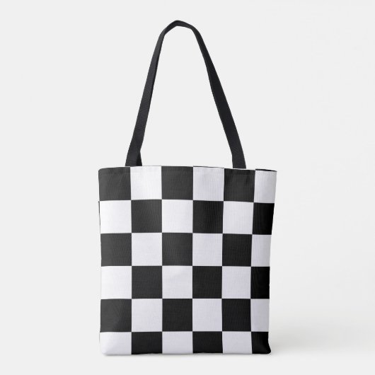 Zwart en wit gebarsten patroon tote bag (Achterkant)