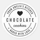 Zwart en wit, gebold hart met liefde ronde sticker (Voorkant)