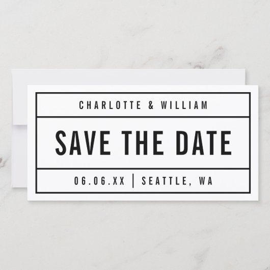 Zwart en wit Gecombineerd Vet sparen de Datum Save The Date (Voorkant)