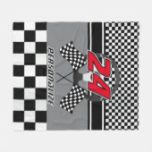 Zwart en wit, gecontroleerd 🏎 raceontwerp fleece deken (Voorkant (Horizontaal))