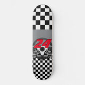 Zwart en wit, gecontroleerd raceontwerp 🏎 persoonlijk skateboard (Voorkant)