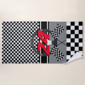 Zwart en wit, gecontroleerd raceontwerp 🏎 strandlaken (Voorkant)