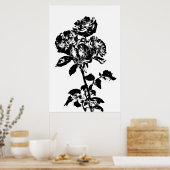 Zwart en wit geïllustreerd Roos KunstPoster Poster (Keuken)
