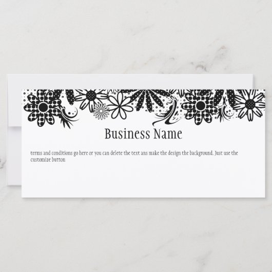 Zwart en wit gekleurd cadeaubon (Achterkant)